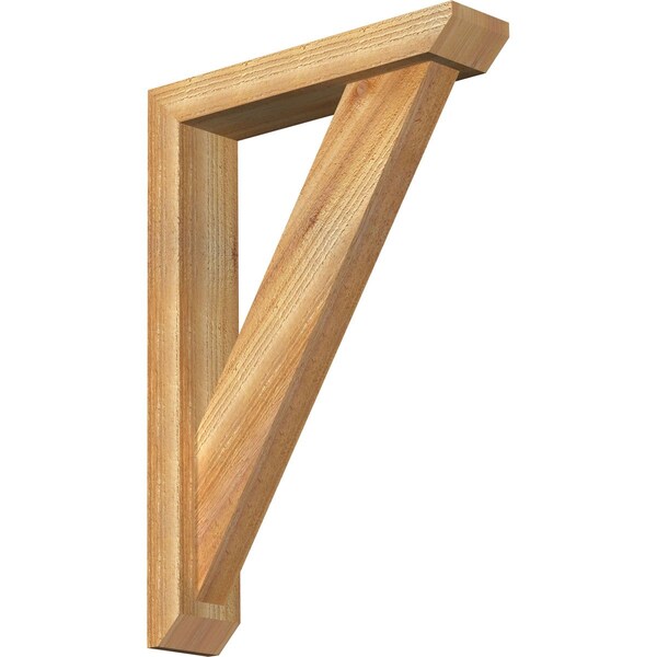 Ekena Millwork Traditional Slat Rough Sawn Bracket w/ Offset Brace, Western Red Cedar, 4"W x 18"D x 26"H BKT0402X18X26TRA06RWR - main